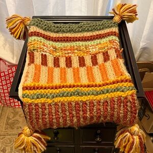 Colorful Knit Crotchet Afghan PillowCase Sham with Tassels